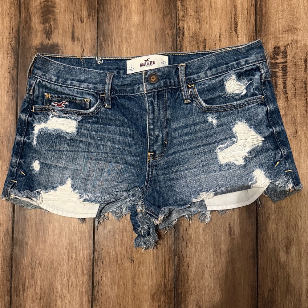 Hollister Blue Distressed Jean Shorts